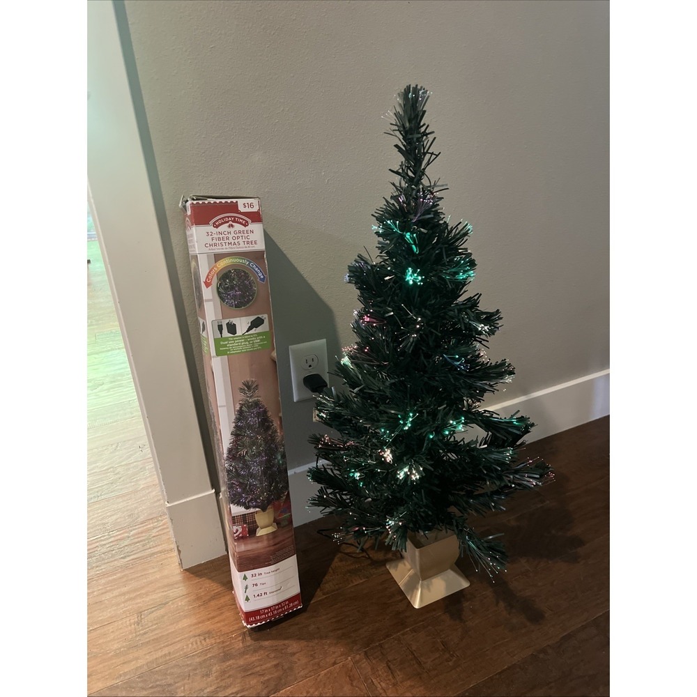 Holiday Time 32 inch Green Fiber Optic Christmas Tree Color Changing USB